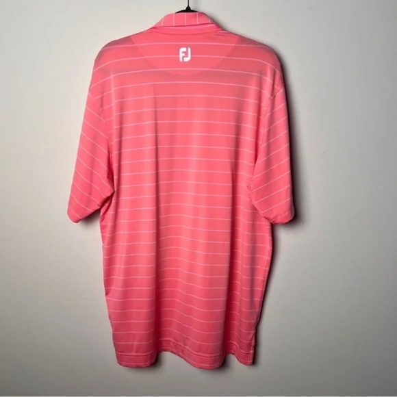 FootJoy Men's Pink/Salmon and white Striped Golf Polo Shirt size large - Picture 5 of 8